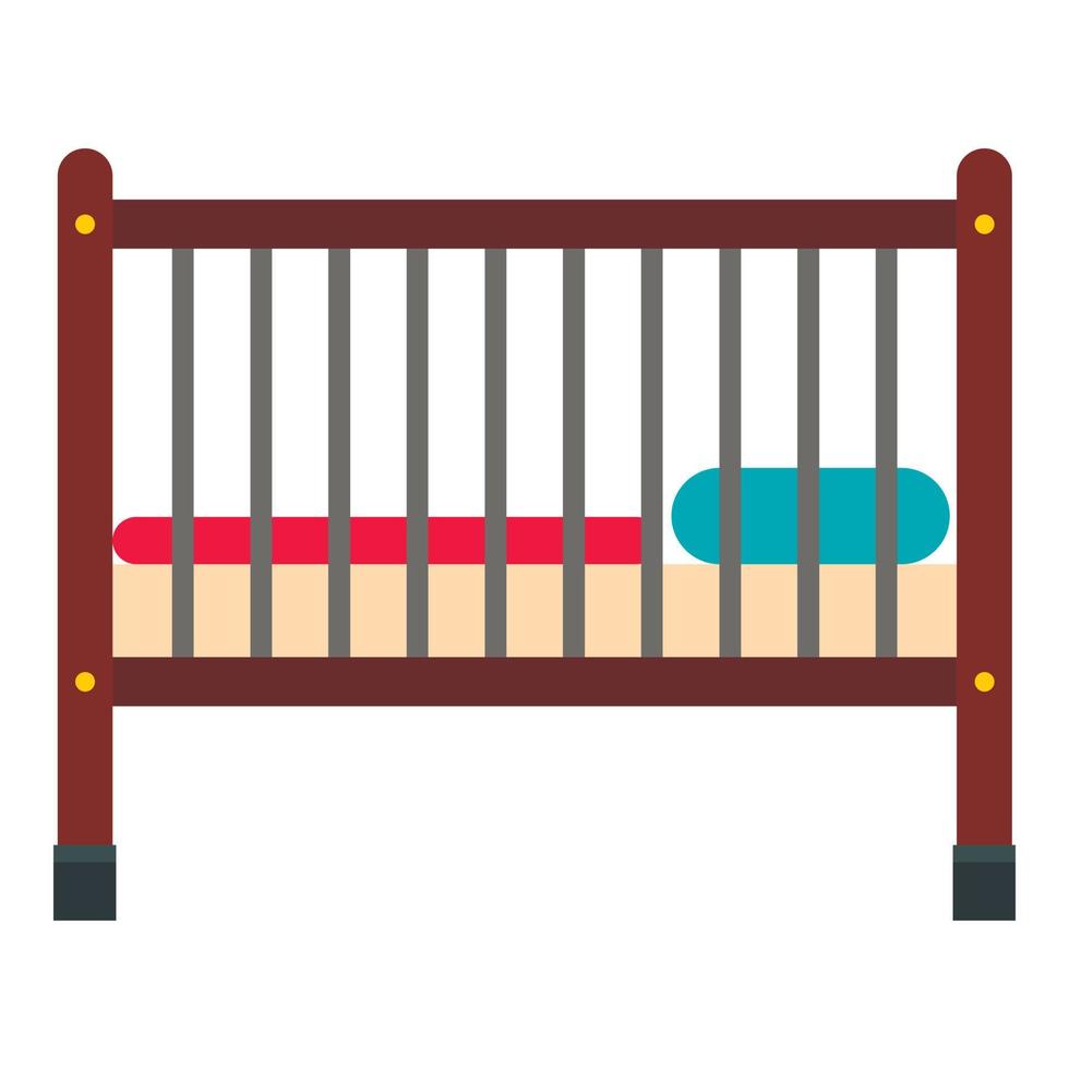 Baby bed icon, flat style vector