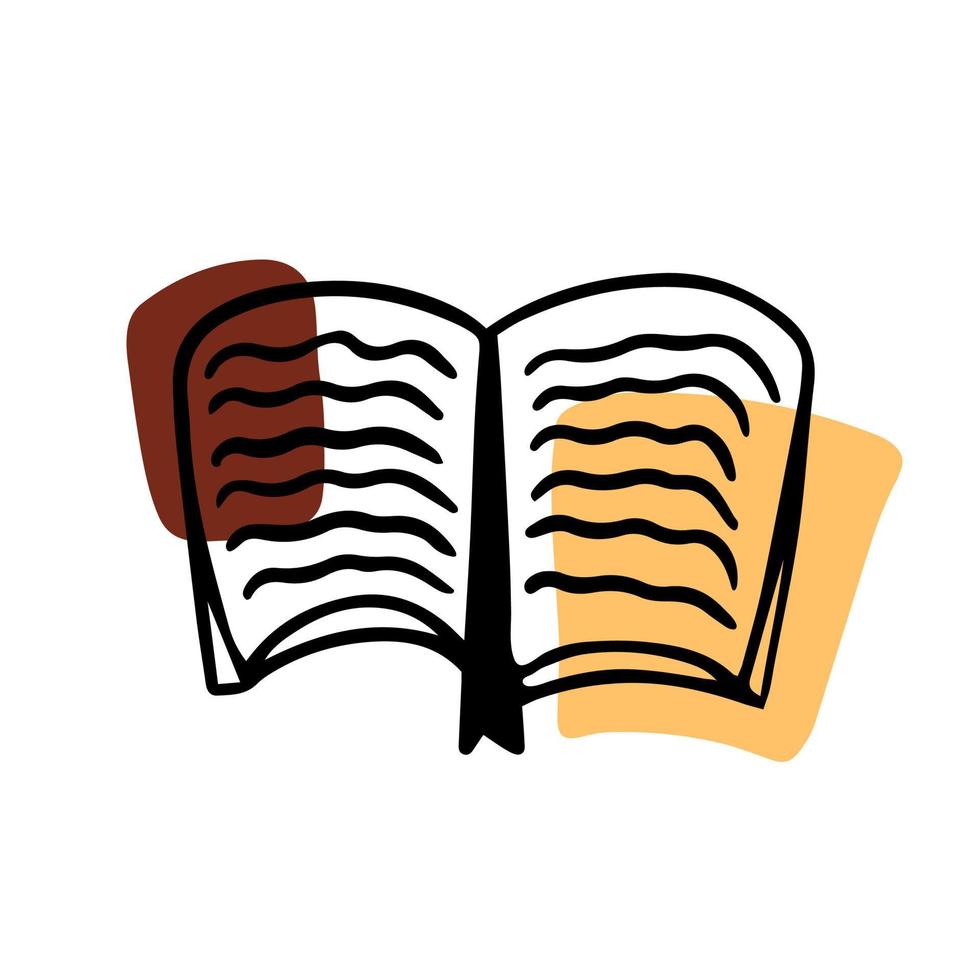 Doodle open book with bookmark vector