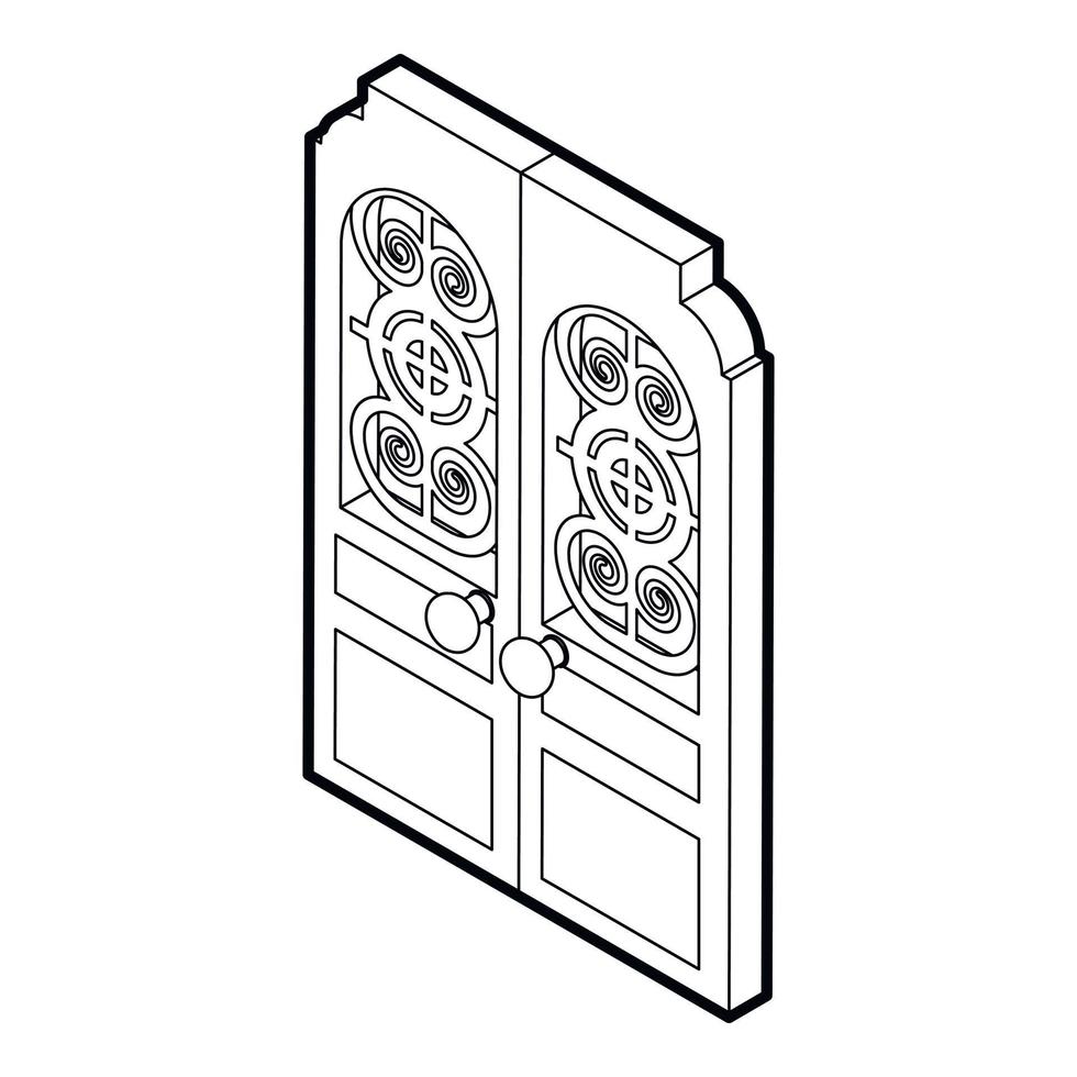 Double doors icon, outline style vector