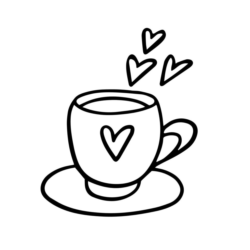 taza de café de garabatos con corazón, San Valentín es el día vector