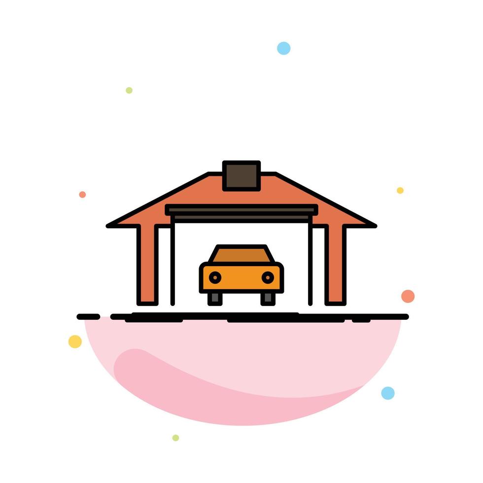 Garage Building Car Construction Abstract Flat Color Icon Template vector