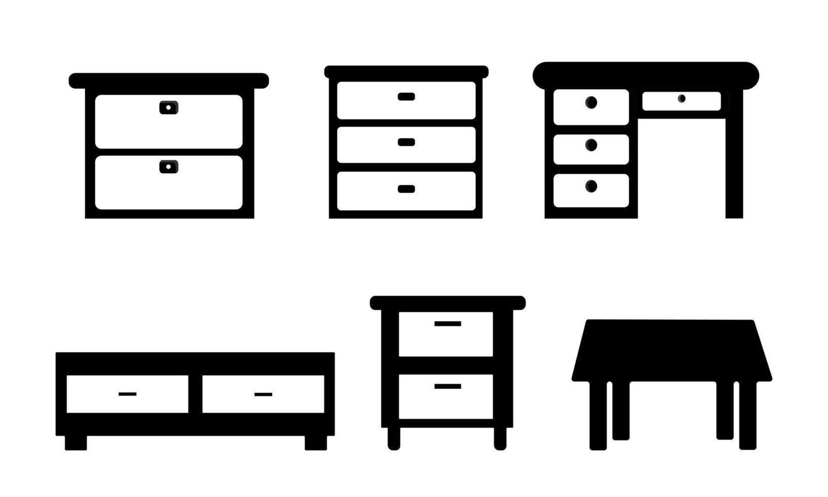 Furniture cabinet, home drawer, table design flat vector illustration. Home interior design element made of natural materials. Vector flat cartoon style illustration.