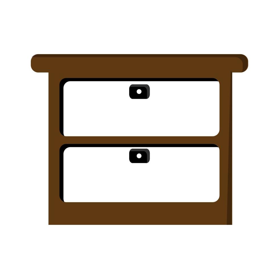 gabinete de muebles, cajón de casa, ilustración de vector plano de diseño de mesa. elemento de diseño de interiores caseros hecho de materiales naturales. ilustración de estilo de dibujos animados planos vectoriales.