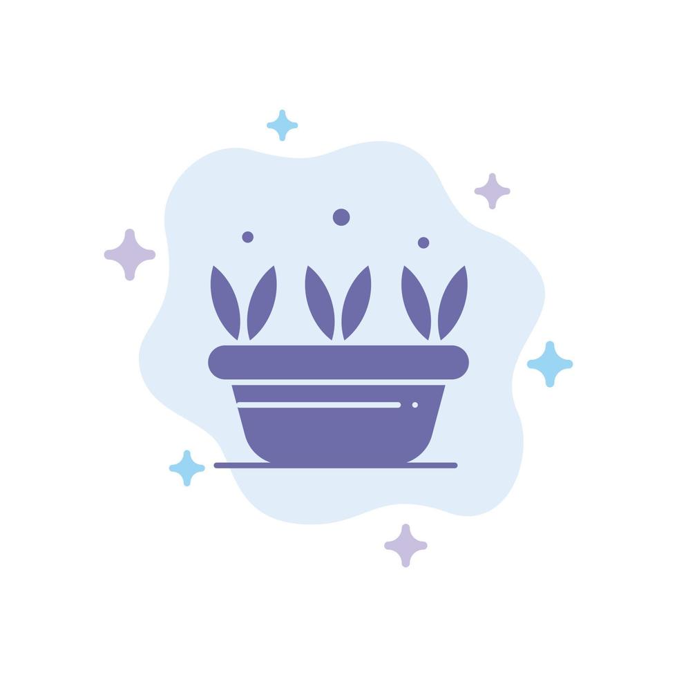 Growth Leaf Plant Spring Blue Icon on Abstract Cloud Background vector