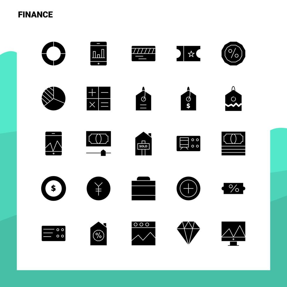 25 conjunto de iconos de finanzas plantilla de ilustración de vector de icono de glifo sólido para ideas web y móviles para empresa comercial