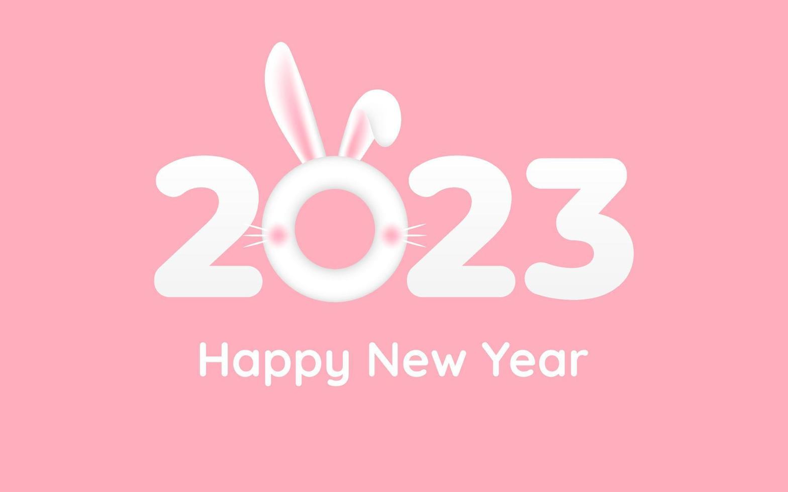 Calendar 2023 template vector, cute rabbit ears. Planner 2023 year, Paper cut wall calendar cover. Zodiac Chinese rabbit design. Happy new year. White and pink colors. vector