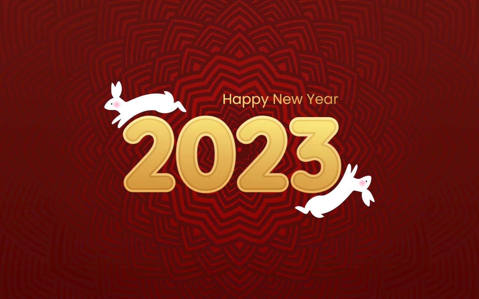 Calendar 2023 template vector, running cute rabbit with ears. Planner 2023 year, Paper cut wall calendar cover. Zodiac Chinese hare luxury design. Happy new year. Red, white and gold colors pattern. vector