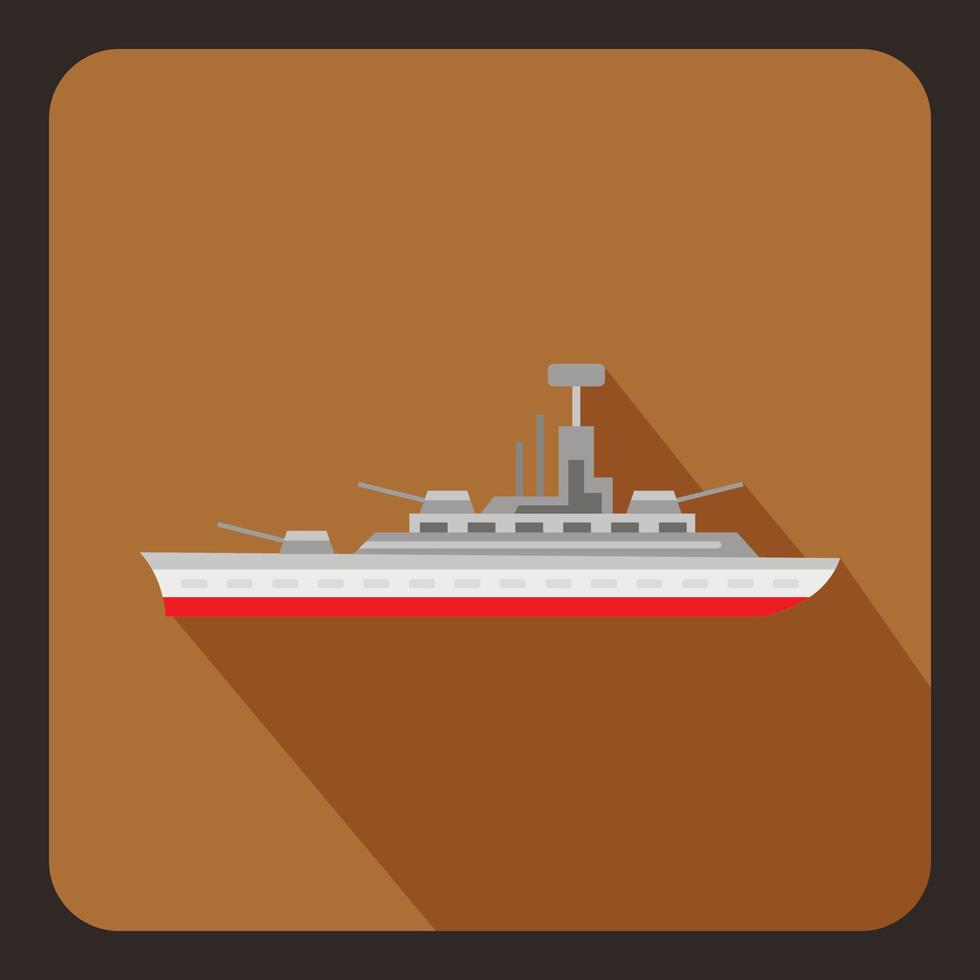 Military warship icon, flat style vector