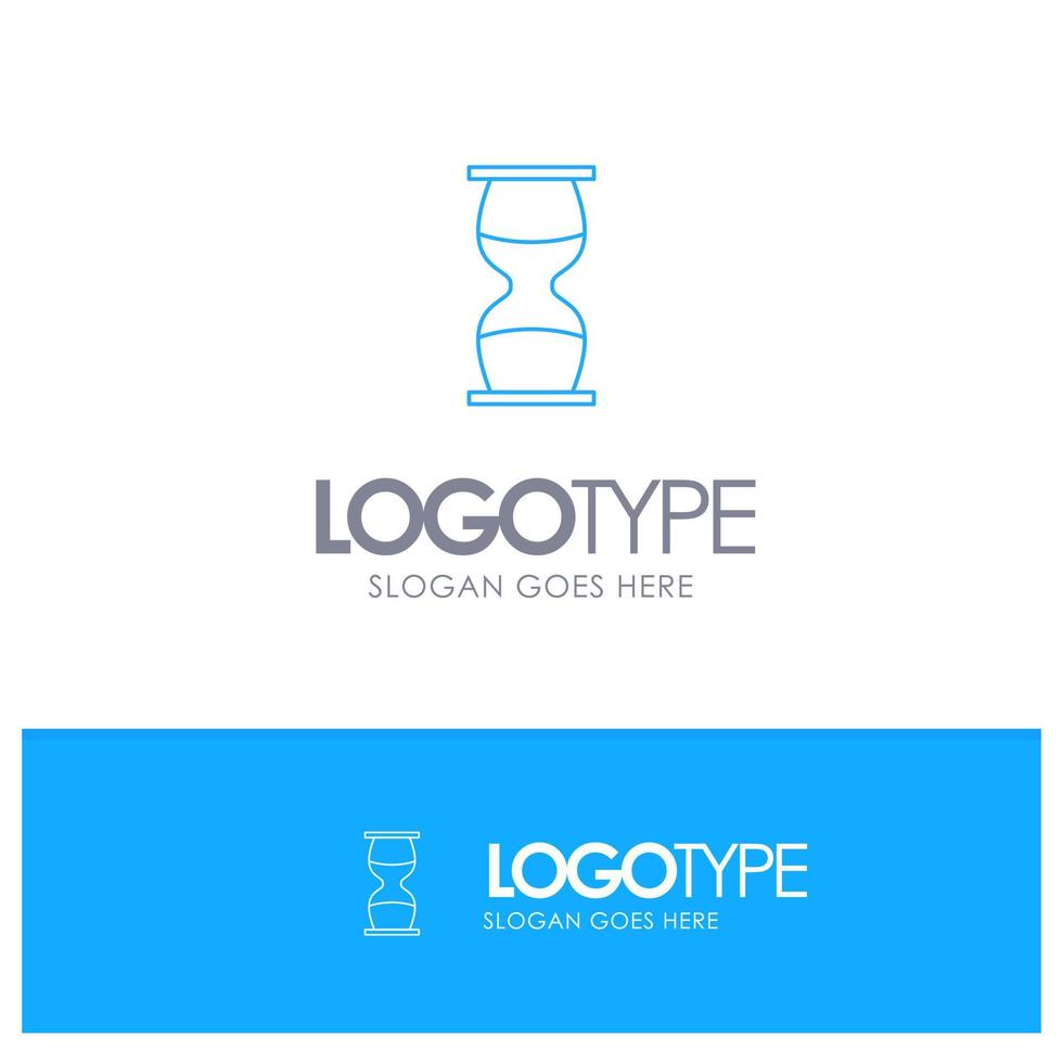 Hourglass Business Clock Sand clock Time Timer Blue outLine Logo with place for tagline vector