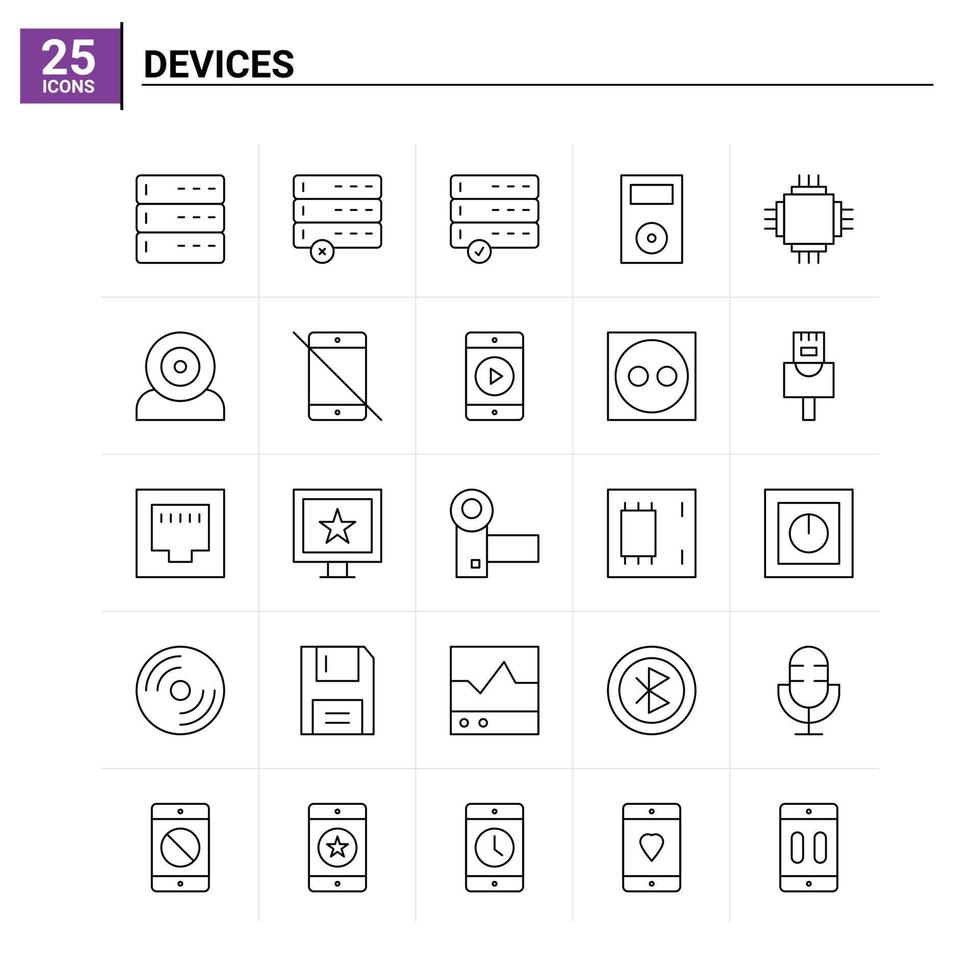 25 Devices icon set vector background