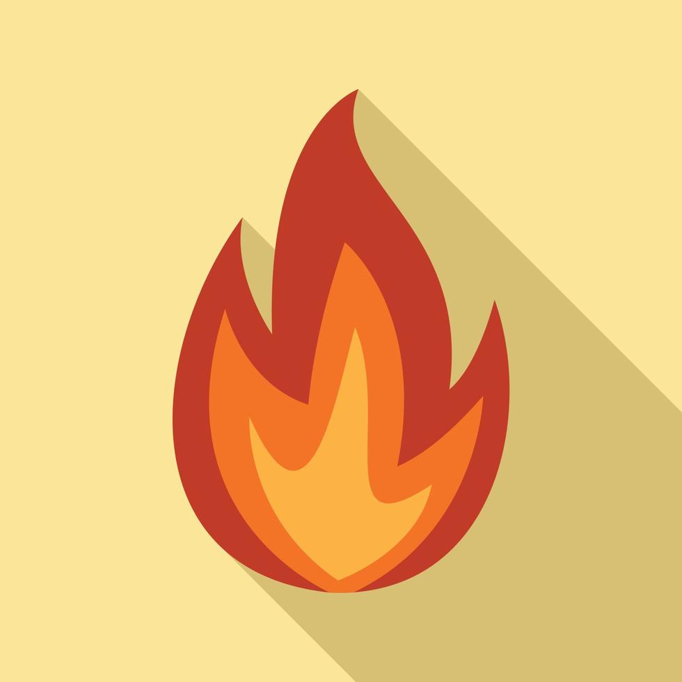 Fire flame warning icon, flat style vector