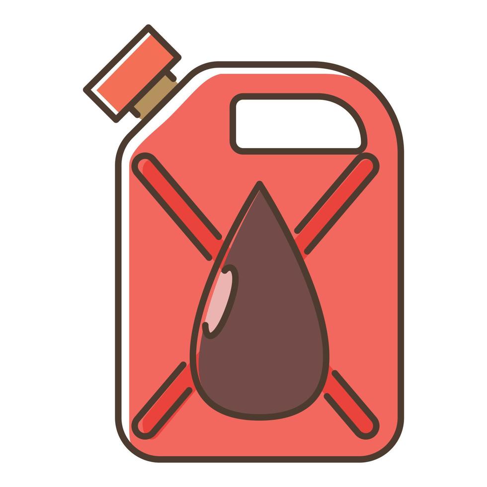 bidón rojo con icono de gota de aceite, tipo plano vector