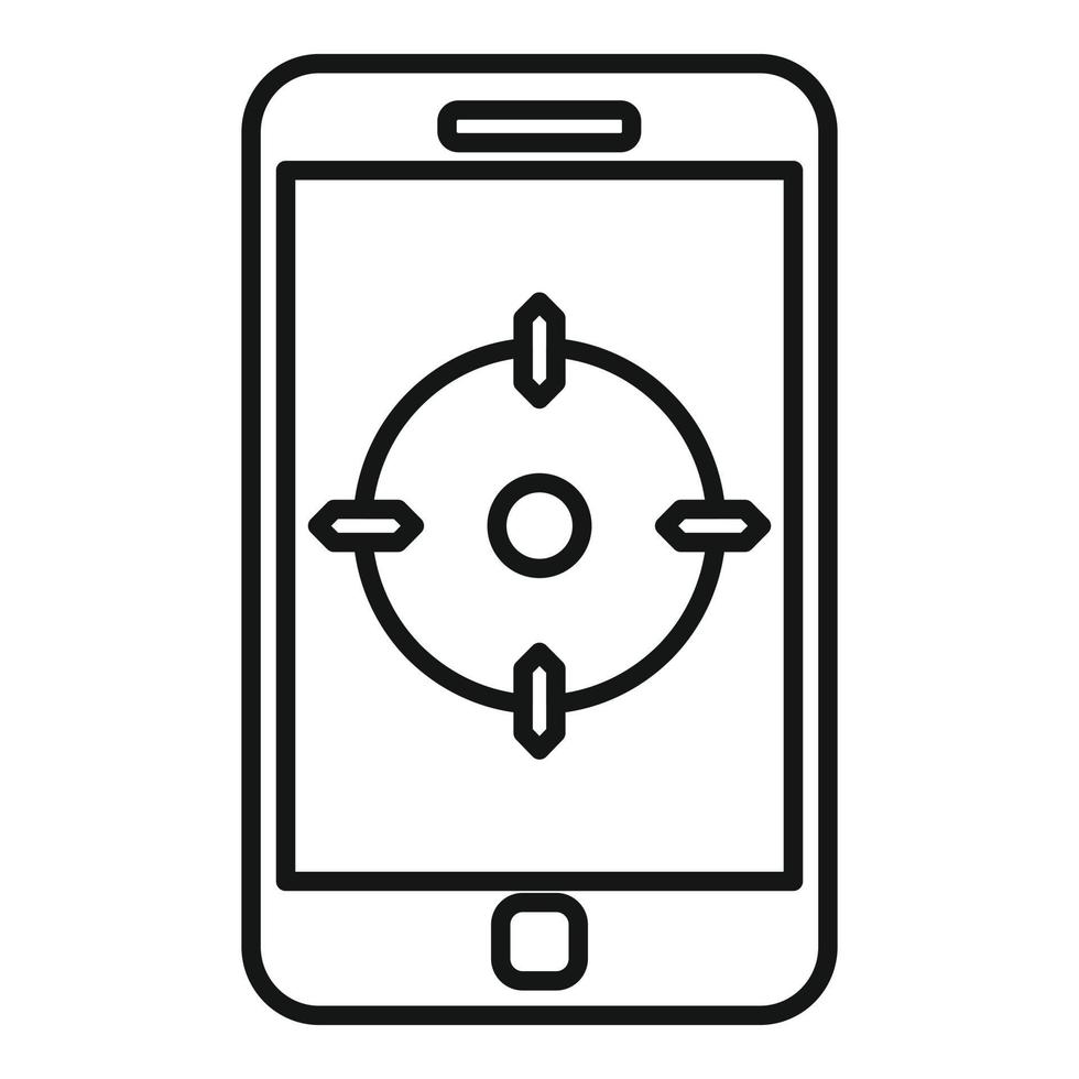 vector de contorno de icono de giroscopio de smartphone. acelerómetro de teléfono