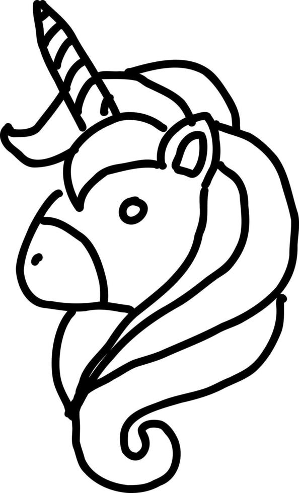 Unicorn doodle drawing. vector