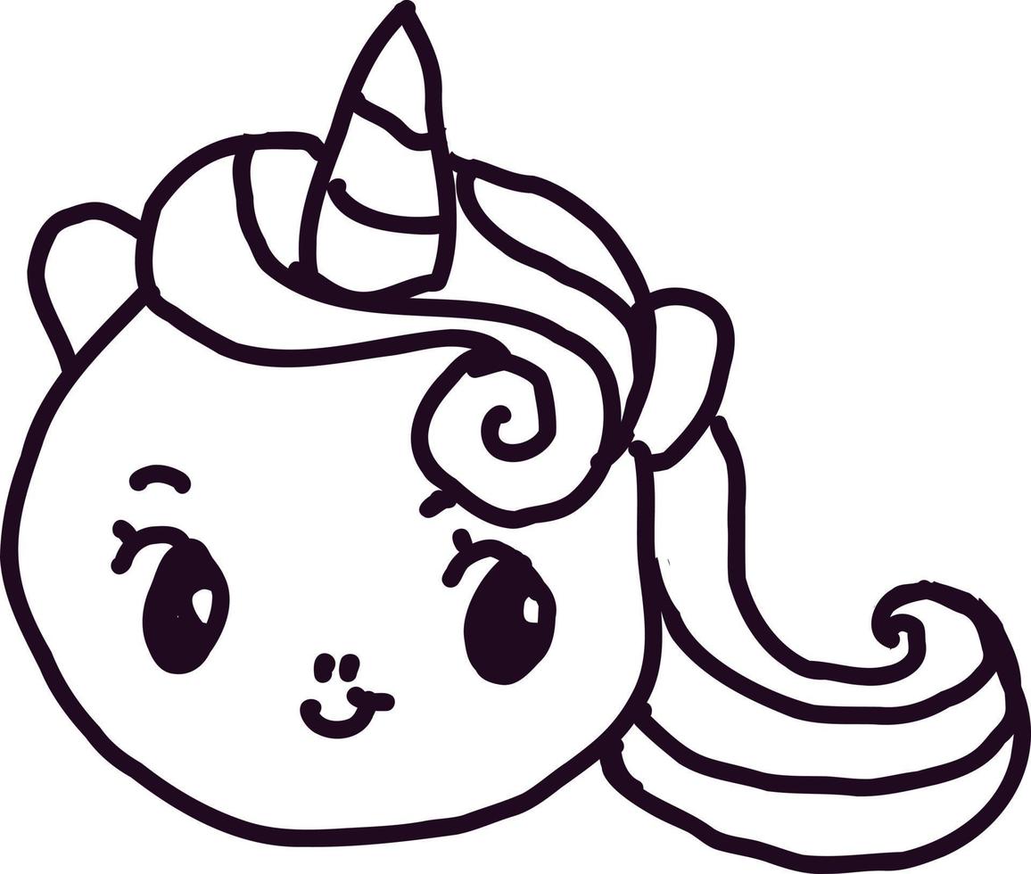 Unicorn doodle drawing. vector