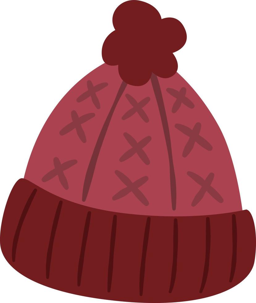 Red hat with pompom. vector