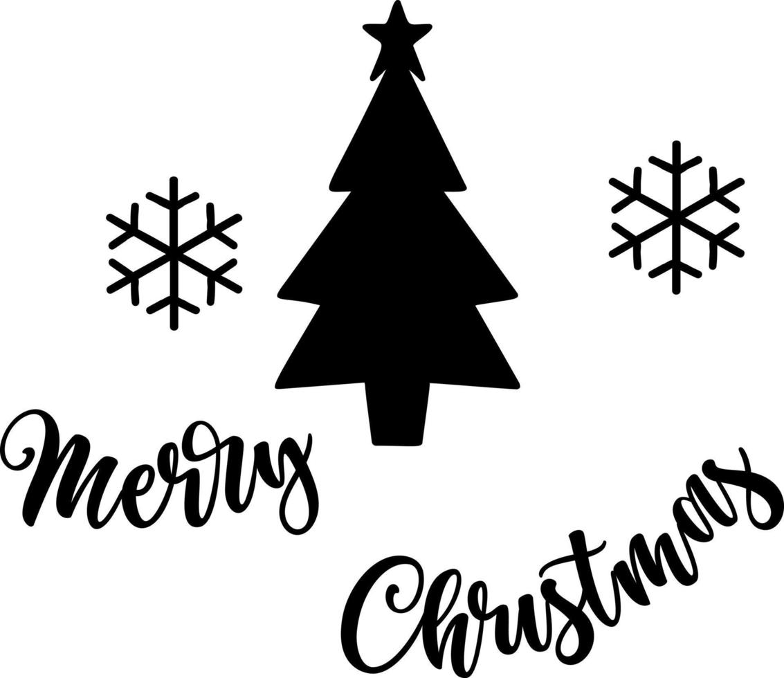 Christmas tree with snowflakes and the inscription lettering christmas. vector