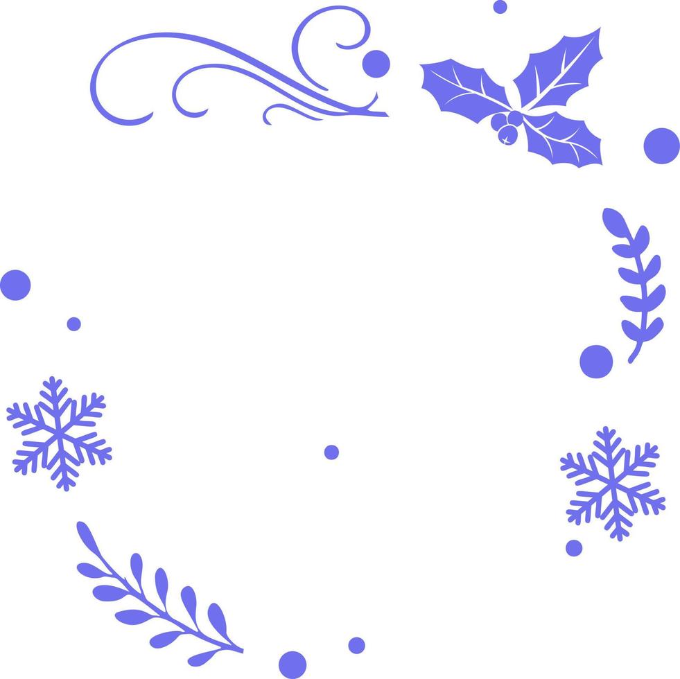 Frame with branches of snowflakes and holly. vector