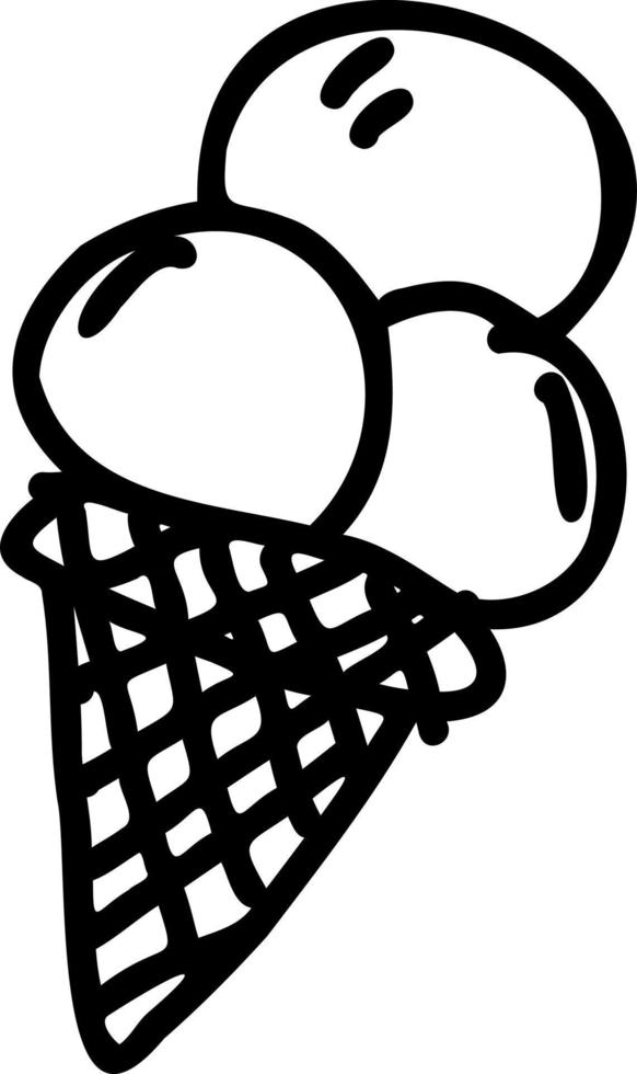 Ice cream in a cup doodle drawing. vector