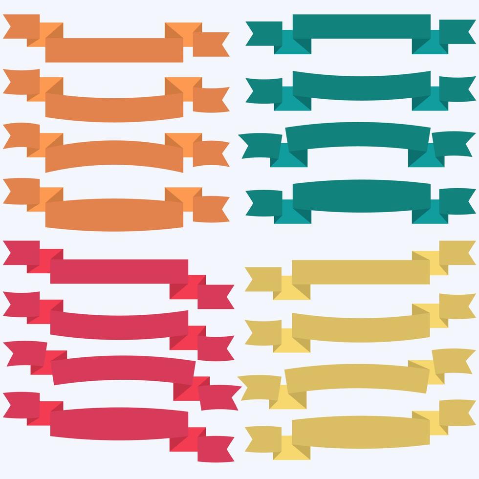 Set of Colorful Empty Ribbons And Banners. Ready for Your Text or Design. Isolated vector illustration.