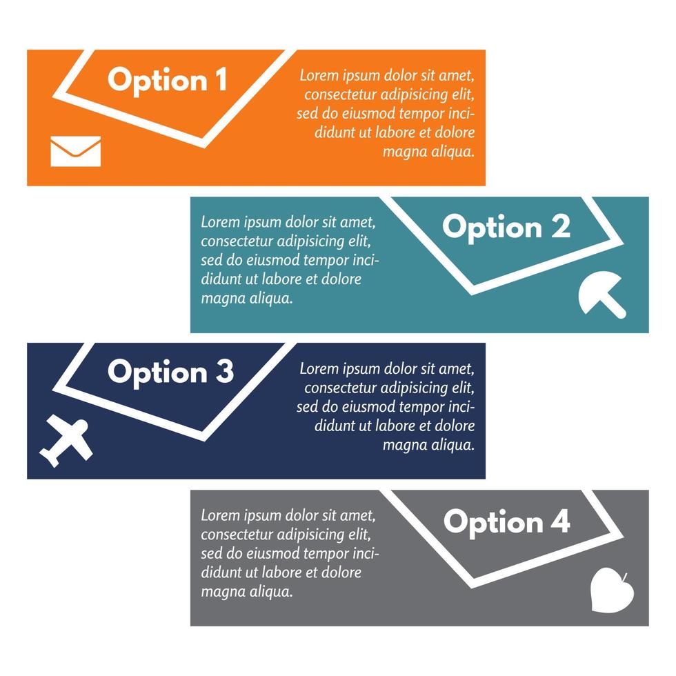 Four elements of infographic design with icons. Step by step infographic design template. Vector illustration