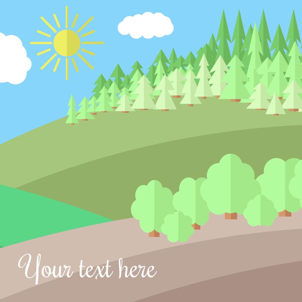 Sunny Day on a Clearing in the Forest. vector