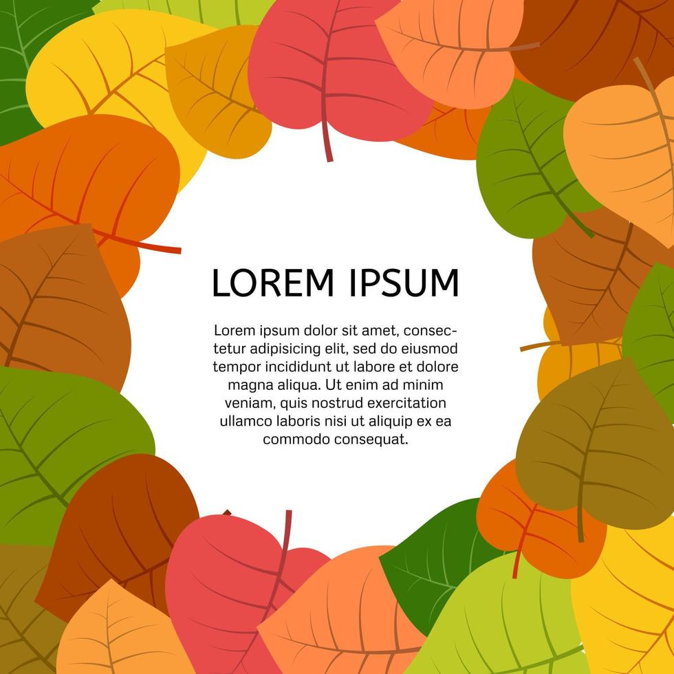 fondo con hojas de otoño con un lugar en el centro para el texto. ilustración vectorial vector