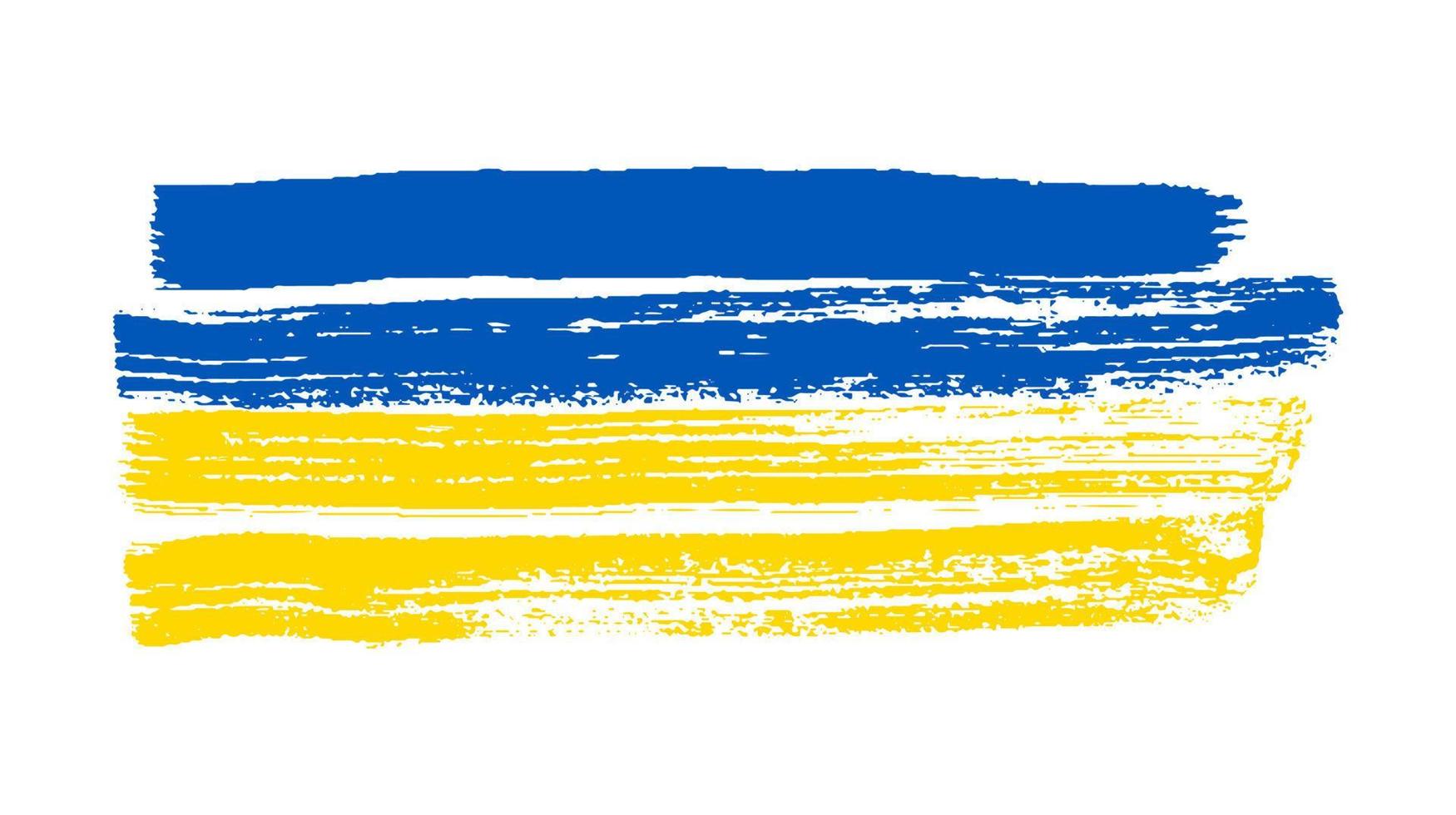 Ukrainian national flag in grunge style. Painted with a brush stroke flag of Ukraine. Vector illustration