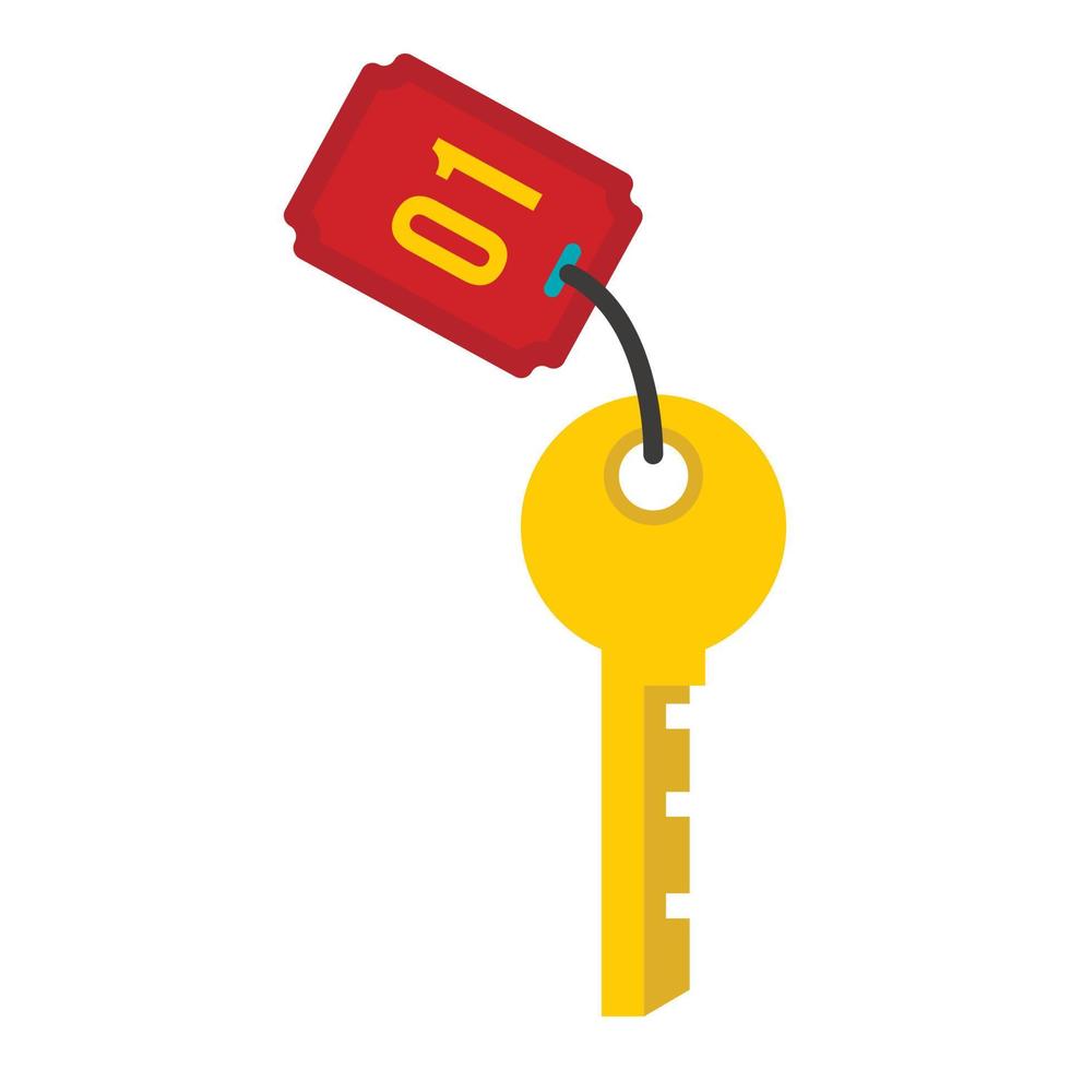 Hotel room key icon, flat style vector