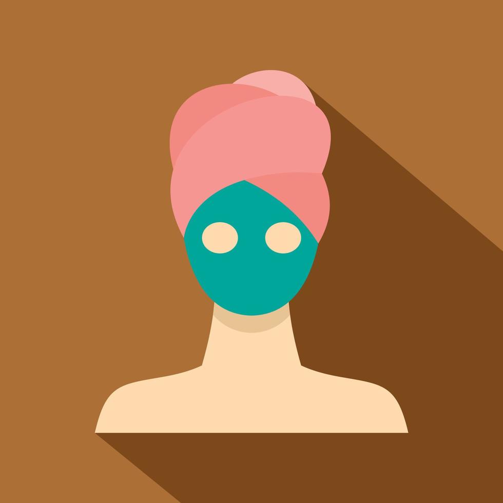 icono de máscara de arcilla facial spa, estilo plano vector