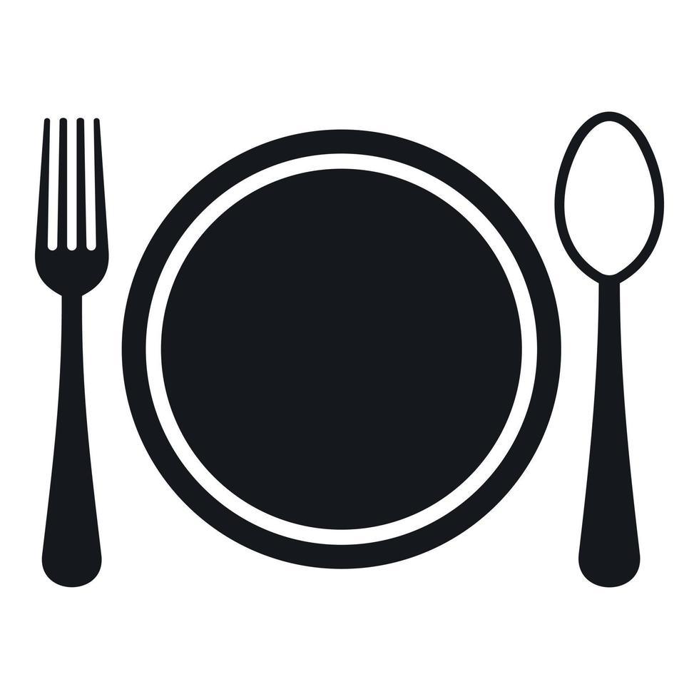 Place setting with plate,spoon and fork icon vector