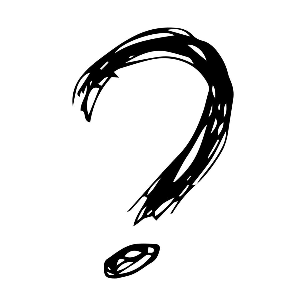 Hand drawn question mark symbol. Black sketch question mark symbol on white background. vector