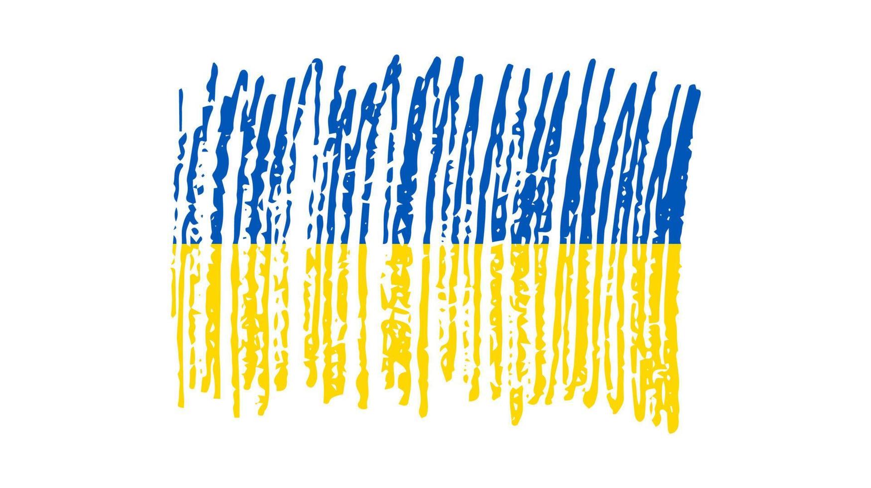 Ukrainian national flag in grunge style. Drawn by pen flag of Ukraine. Vector illustration