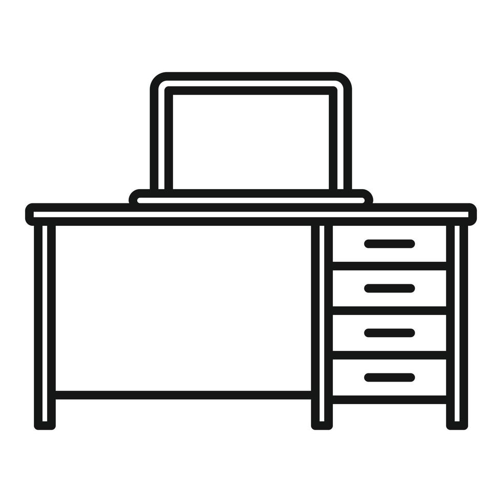 Laptop desktop icon, outline style vector