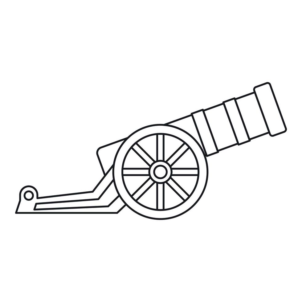 Ancient cannon icon, outline style vector