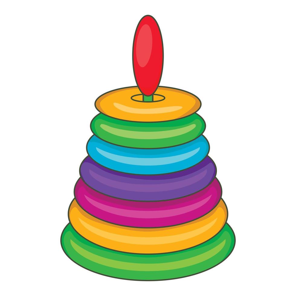 Children pyramid toy icon, cartoon style vector