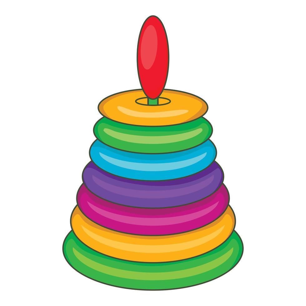 Children pyramid toy icon, cartoon style vector