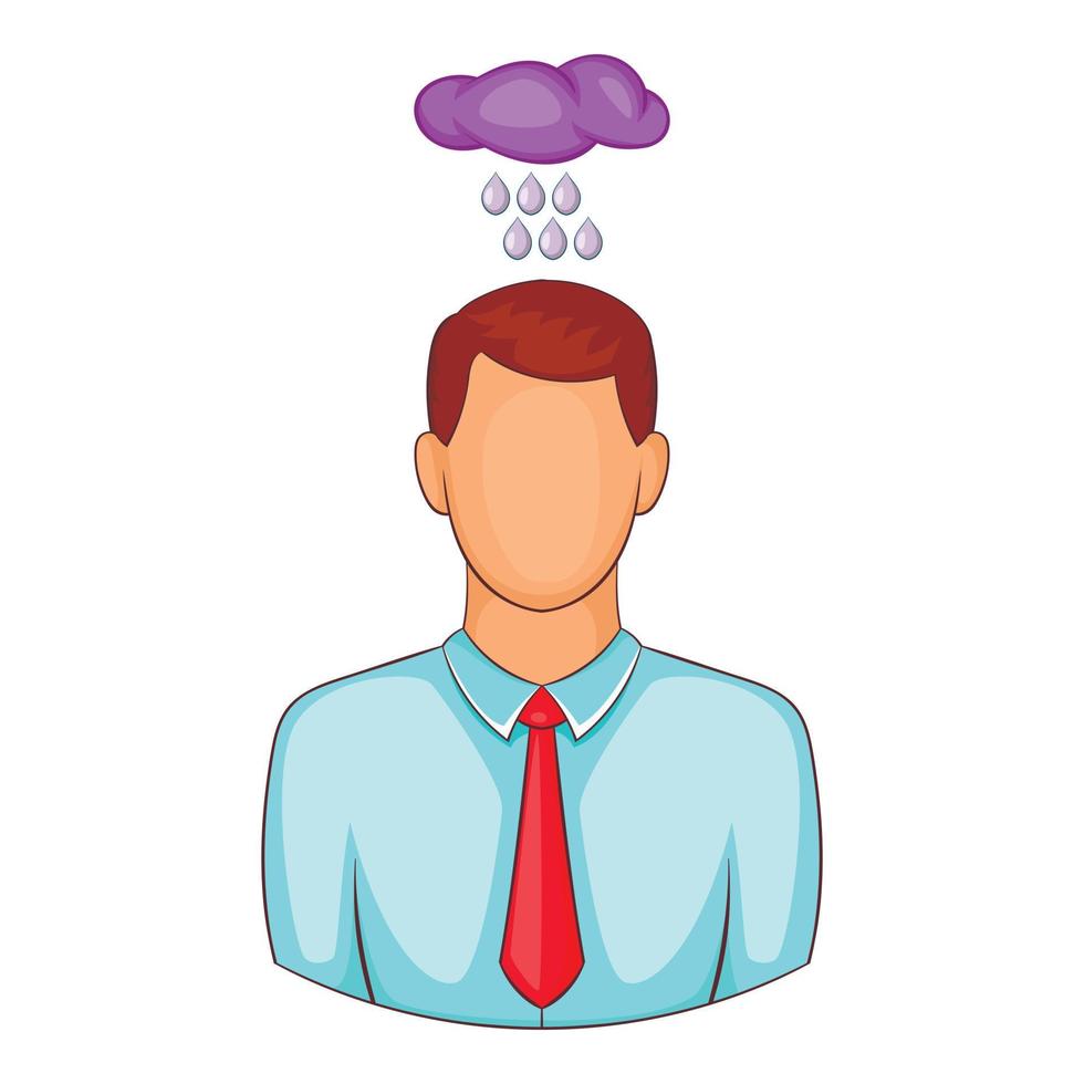 Man with cloud over his head icon, cartoon style vector