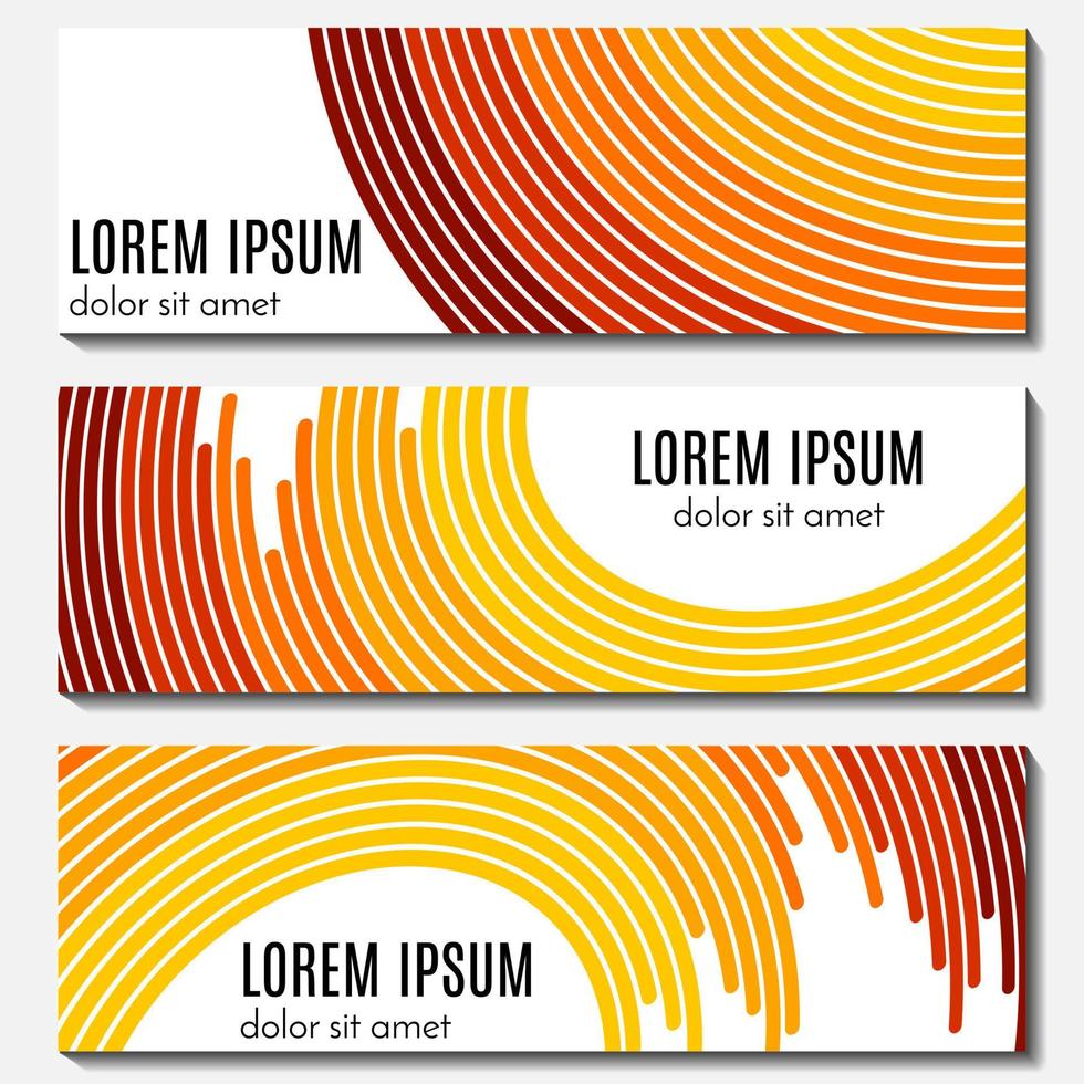 Set of colorful abstract header banners with curved lines and place for text. Vector backgrounds for web design.
