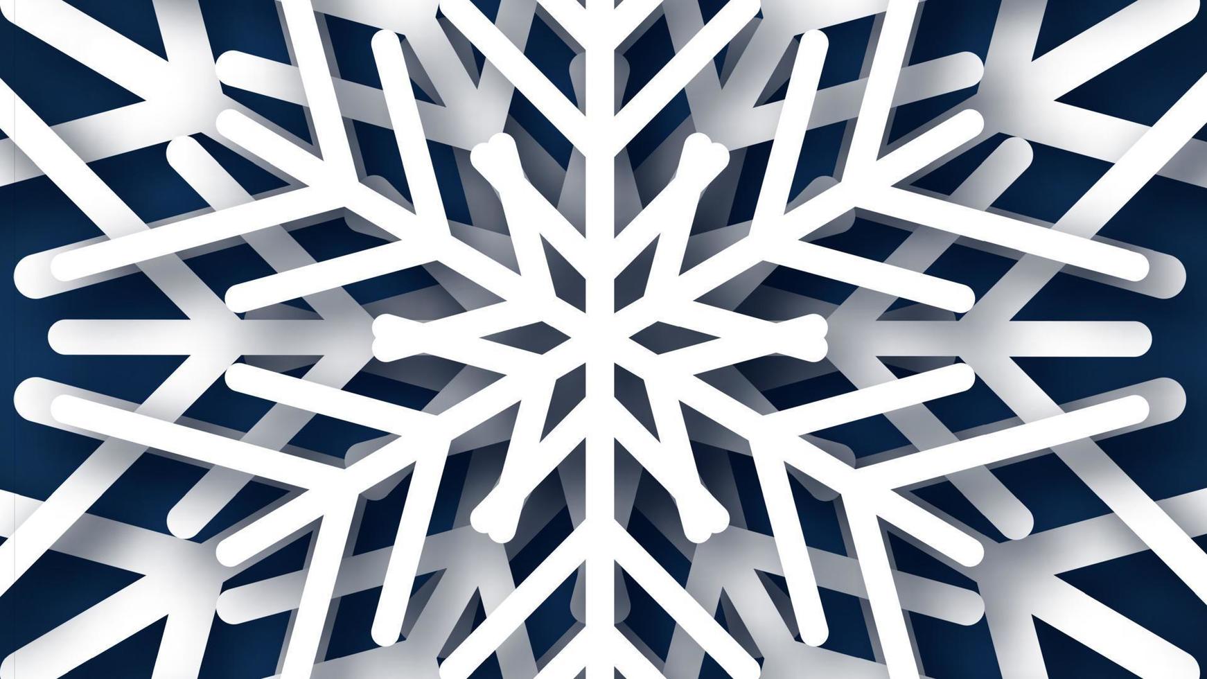Christmas dark blue background with white paper glitter snowflakes. New year snowflakes holiday decoration. Vector illustration