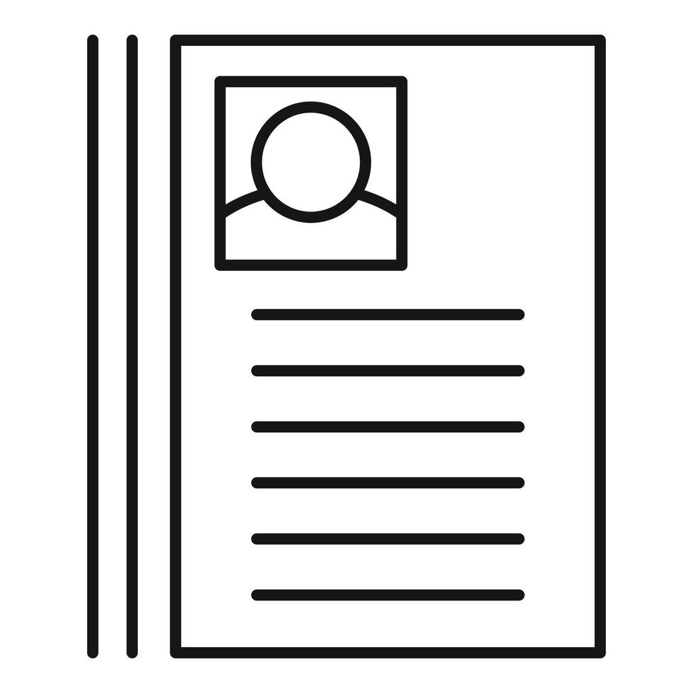 icono de papel cv, estilo de esquema vector