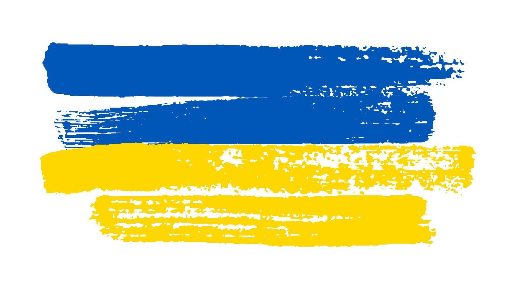 Ukrainian national flag in grunge style. Painted with a brush stroke flag of Ukraine. Vector illustration