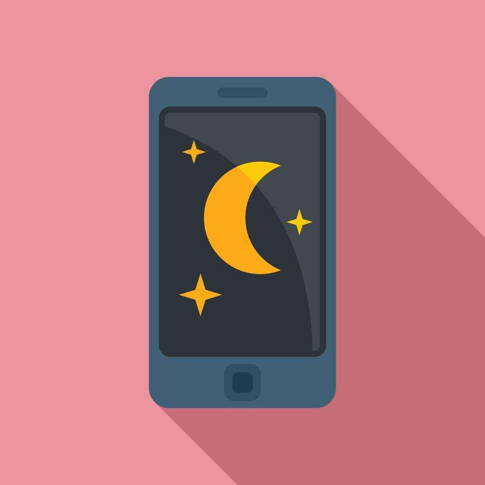 Night phone use icon, flat style vector