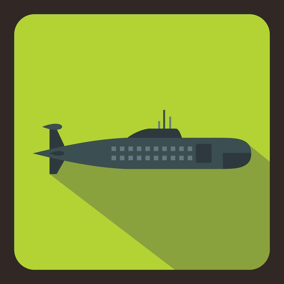 Military submarine icon, flat style vector