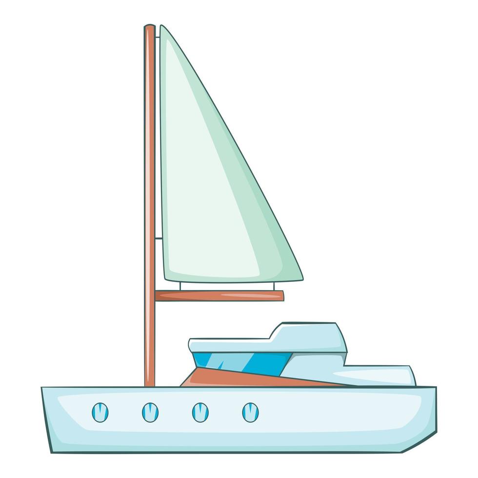 icono de yate de mar, estilo de dibujos animados vector