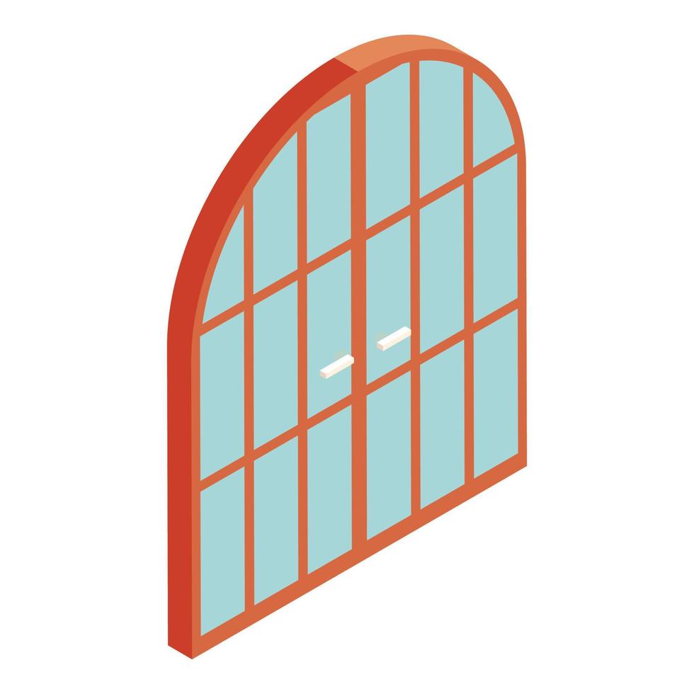 Arched double door icon, cartoon style vector