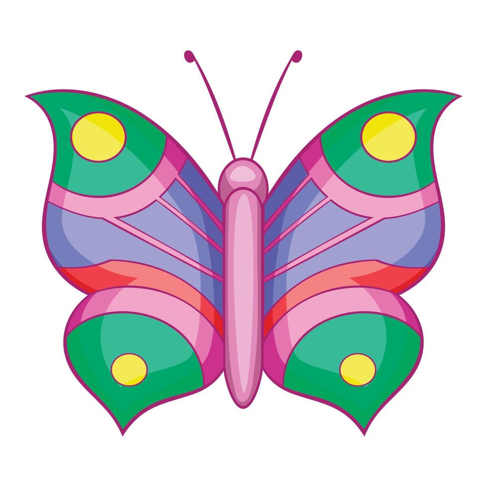 mariposa, con, patrón, en, ala, icono, caricatura, estilo vector