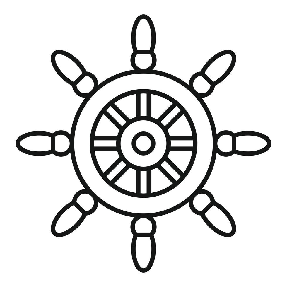 Sailboat ship wheel icon, outline style vector
