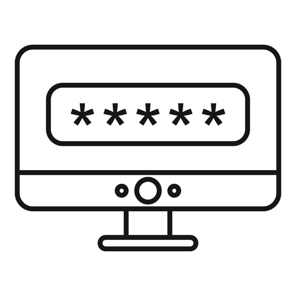 Pc login authentication icon, outline style vector