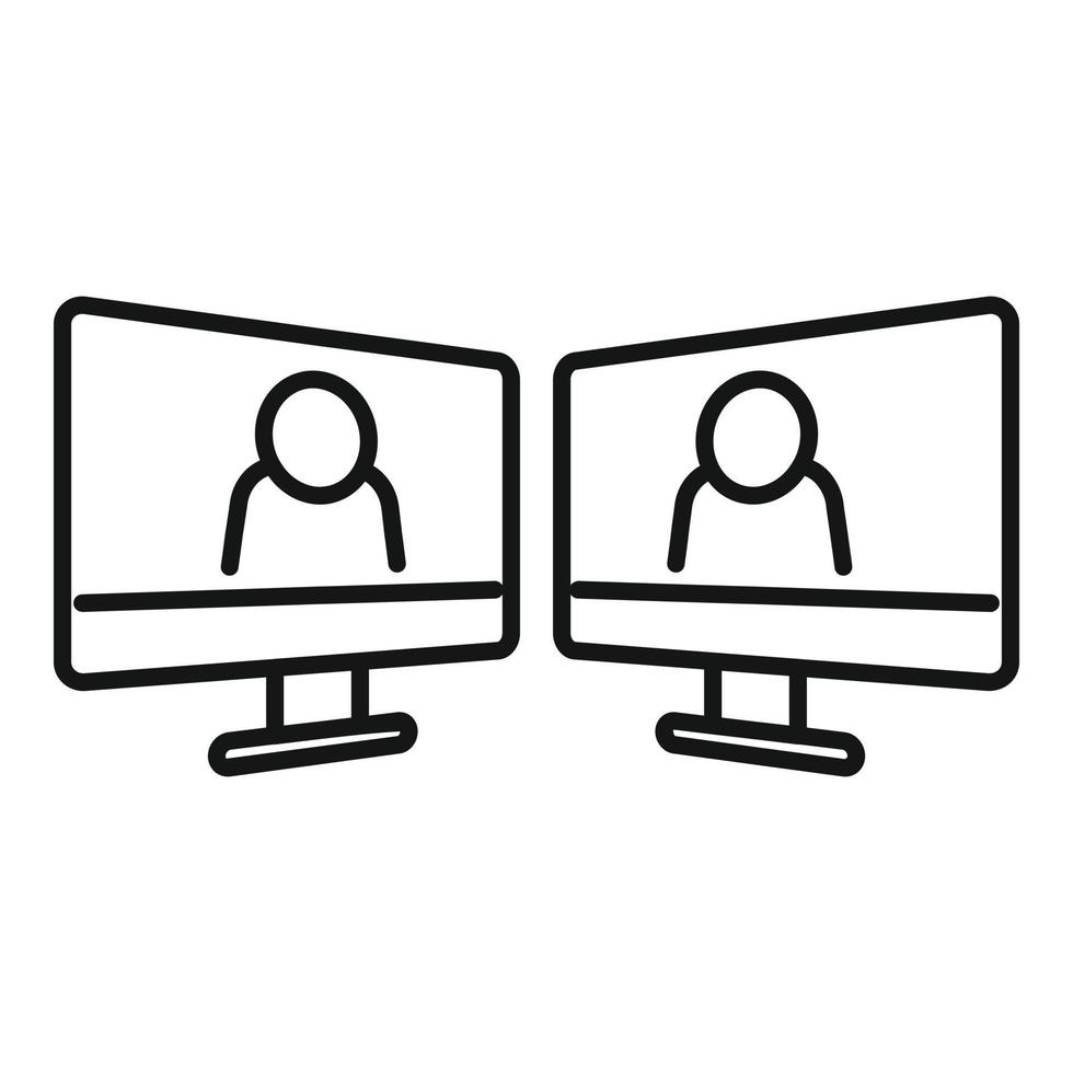 Online meeting icon, outline style vector